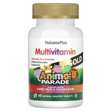 NaturesPlus, Source of Life, Animal Parade Gold, жувальна добавка для дітей із мультивітамінами та мікроелементами, асорті смаків, 60 таблеток у формі тварин